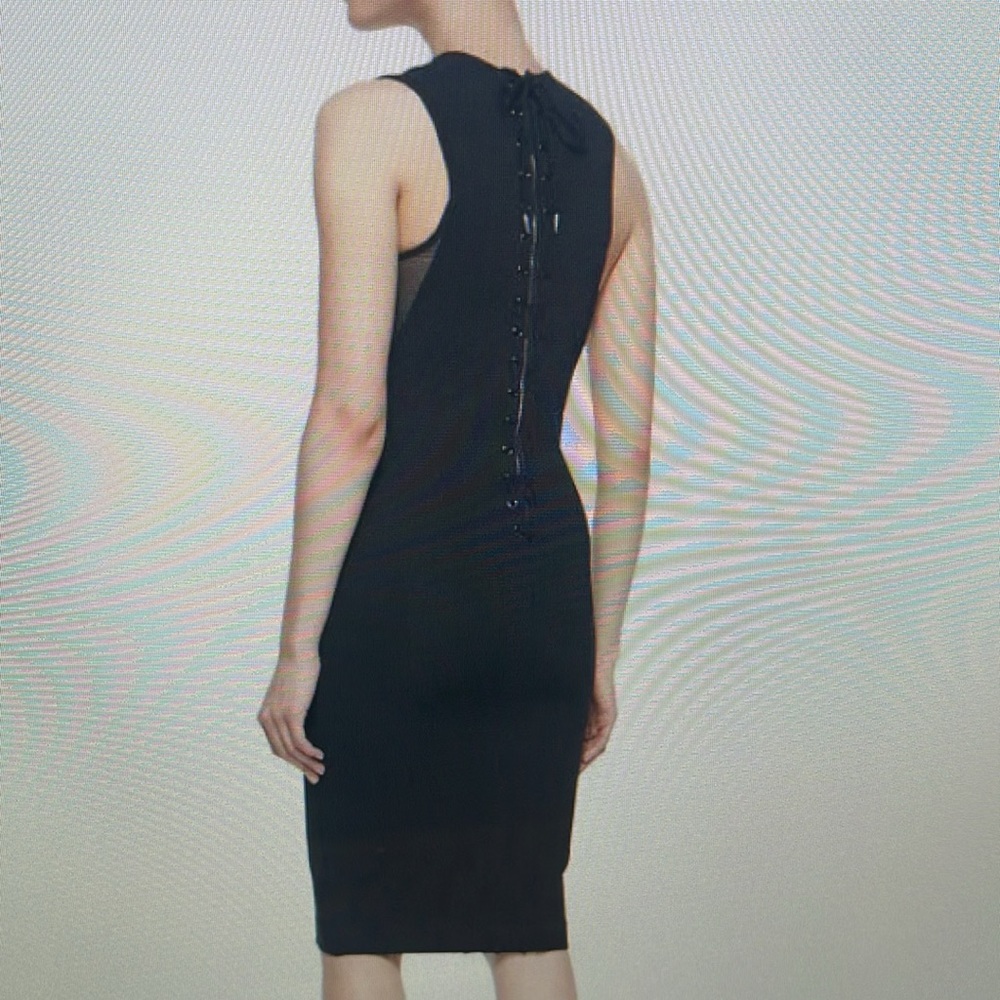 NWT RAG &BONE BLACK BODYCON SCUBA LACE UP BACK DRESS. 8